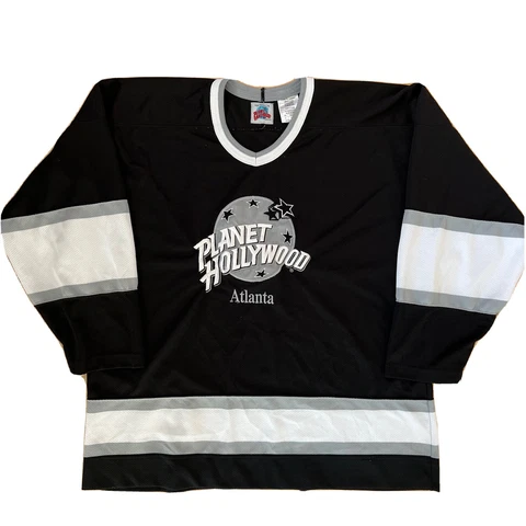 Vintage Planet Hollywood Atlanta Hockey Jersey XL Black White NHL Sportswear Cover