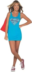 Supergirl DC Comics Justice League Rhinestone Dress with Cape - Rubie's 887908 - Picture 1 of 5