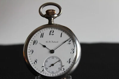 A.H. RODANET Cal. 19" FROST GILT BREGUET PORCELAIN SILVER POCKET WATCH c.1900 - Image 1 of 4