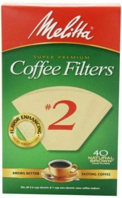Melitta 612412 Cone Coffee Filters 40 Count Natural Brown