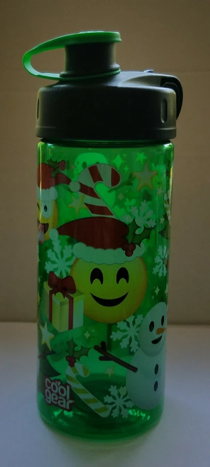 Cool Gear Invierno Navidad Vacaciones Emoji Botella de Agua Libre de BPA 16oz NUEVO Verde Foto 1 de 3