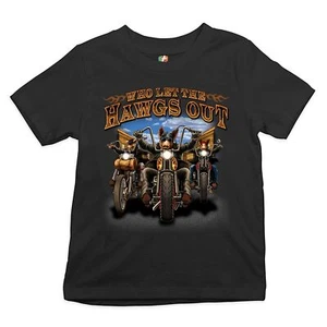 Who Let the Hawgs Out Youth T-shirt Biker Motorcycle Gang Live to Ride Kids - Picture 1 of 29