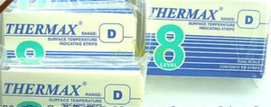 NEU TMC 10 Streifen THERMAX Temperaturetikett 8 Stufenbereich D 160-199 ° C/320-390 ° F - Bild 1 von 1