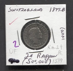 1897-Switzerland-VF/20 Rappen - Picture 1 of 2