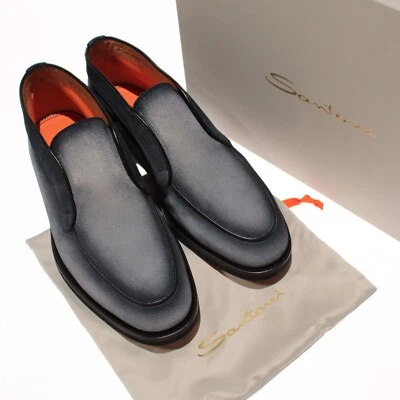 Santoni NWB Hasil Botines Chukka Sin Cordones Talla 8 EE. UU. 9 en Gamuza Azul Foto 1 de 4