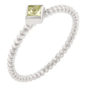 Twisted Petite Peridot Solitaire Ring - Picture 1 of 4