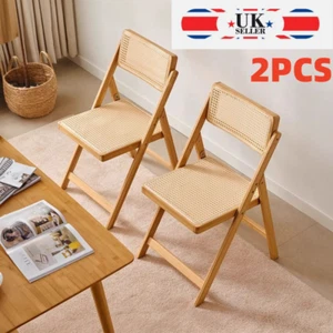 Heavy Duty Wood Folding Chair Easy To Store Multi-Purpose Durable Rattan Chair - Picture 1 of 23