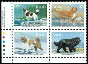 Canada sc#1220a Dogs of Canada, LL Imprint Block, Mint-NH - Picture 1 of 2