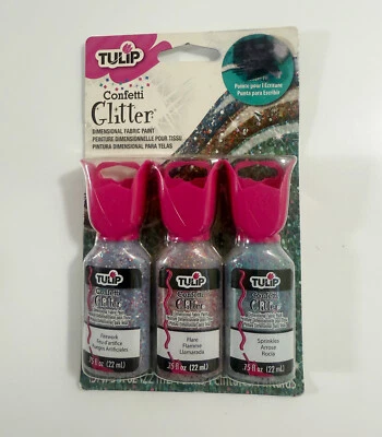 Tulip Confetti Glitter Dimensional Fabric Paint ~ 3 Pack - Image 1 of 3