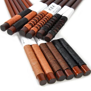 NEW 6 Pairs Handmade Japanese Natural Chestnut Wood Chopsticks Set Value Gift - Picture 1 of 6