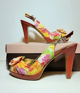 Bandolino BDHeartbrake Floral Fabric Open Toe Platform High Heel Sandal 7.5M - Picture 1 of 6