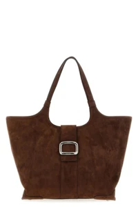 ROGER VIVIER Viv Choc Medium Brown Suede Tote Bag New - Picture 1 of 3