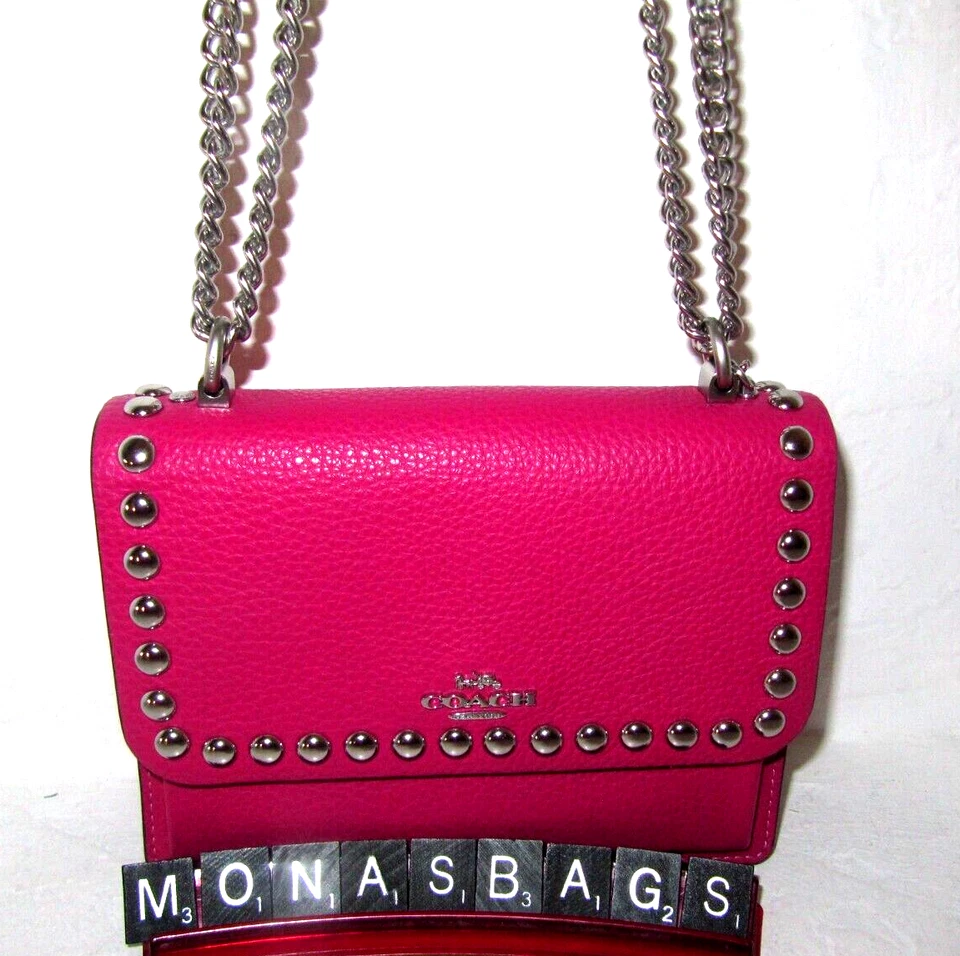 Coach CN354 Mini Klare Cerise Pink Crossbody Bag with Silver Rivets