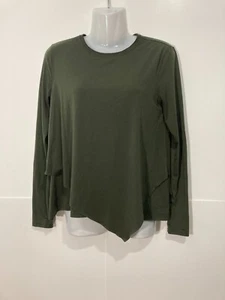 LULULEMON Womens Long Sleeve Green Asymmetrical Scoop Neck Top Layered Size 2 - Picture 1 of 8