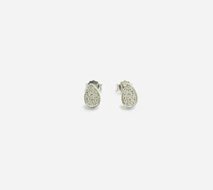 Orecchini Goccia 0.09 Ct Diamanti In Oro Bianco 18 Kt - Imagen 1 de 11
