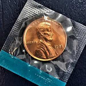 1973 P Lincoln Cent Penny Brilliant Uncirulated from Sealed Mint Set in Cello BU - Picture 1 of 2