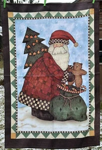 Debbie Mumm Santa's Teddy Silhouettes Impressions Garden Flag 25"x 38” Christmas - Picture 1 of 3