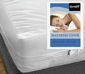 Queen Size Vinyl Mattress Protector Zippered Encasement Cover 100% Waterproof Pr - Picture 1 of 5