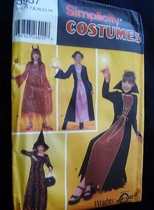 COSTUME Sewing Pattern Simplicity 5937 Sz 7- 14 Child Long Dress Witch Devil - Picture 1 of 11