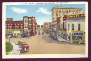 View of Main St Looking East JOHNSON CITY TENNESSEE Vintage Unused Postcard - Picture 1 of 1