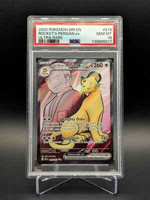 PSA 10 Gem Team Rocket's Persian EX 2025 Ultra Rare Destined Rivals UR 219 - Image 1 of 3