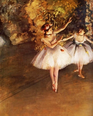 Arte de parede impressionista Edgar Degas dois dançarinos palco impressão giclée em tela 8x10 - Imagem 1 de 2