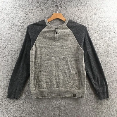 Lucky Brand Henley Sweater Mens M Gray Cotton Blend Knitted Long Sleeve Casual - Image 1 of 4