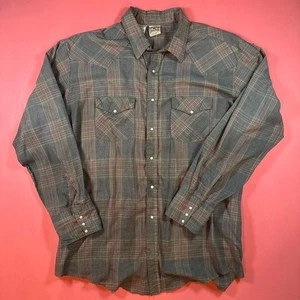 Vintage 90s western pearl snap shirt plaid pearl snap button up men’s shirt - Picture 1 of 8