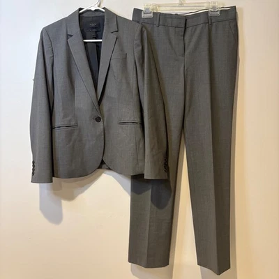 J. Crew 1035 Women's Gray B1 Stretch Wool Blend Tollegno Suit Set 6 Blazer Pants - Image 1 of 4