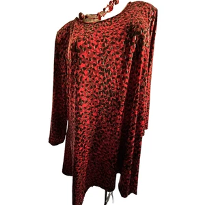 Top Largo Mujer Rafaella Rojo Cereza Y Negro Plateado Metálico Carrera Talla XL 16 - Imagen 1 de 12