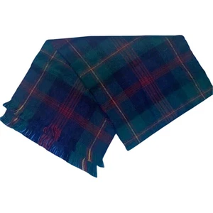 Cashmillion Plaid Scarf Acrylic Tartan Green Blue Red Fringe Soft - Picture 1 of 2