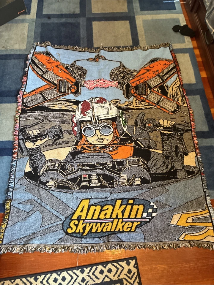Cobertor de tapeçaria vintage Star Wars episódio 1 Anakin Skywalker Pod Racer Northwest Co - Imagem 1 de 3