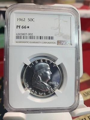 1962 Proof FRANKLIN Silver Half Dollar 50c NGC PF66* **STAR** - Image 1 of 4