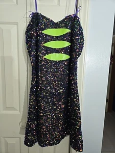 Mini Vestido Disco Queen Lentejuelas Talla Lg Fiesta Disfraz Swiftie Vibraciones - Imagen 1 de 5