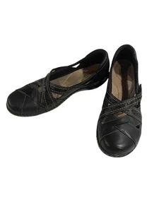 Clark’s Ashland Spin Q schwarze flache Damen-Slipper aus Leder Größe 9,5 N bequem - Bild 1 von 12