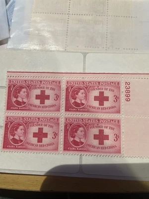 US 3 Cent Founder of Red Cross Clara Barton Scott  Block of 4 Vintage  - Image 1 of 2