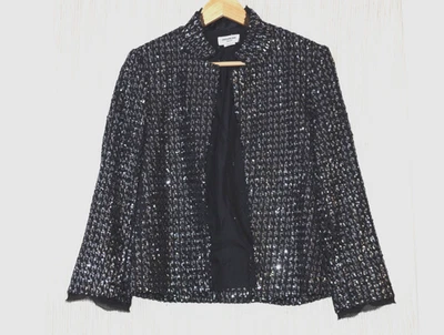 Zadig & Voltaire deluxe Black and Silver Textured Blazer sequins women Size:S - Image 1 of 4