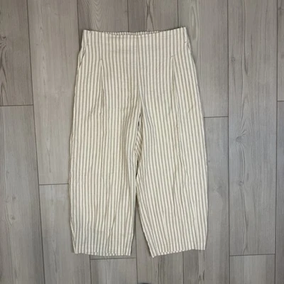 Pantalones plisados elásticos Crea Concept para mujer talla 42 I US 10 beige lino tobillo ancho Foto 1 de 4