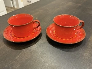 Metlox Poppytrail Medallion Coffee Cups and Saucers (Set of 2) MCM EUC B151 - Picture 1 of 7