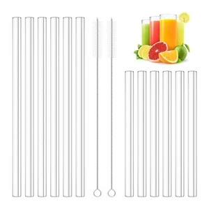 Reusable Glass Straws 12-Pack Clear Drinking Straws for Smoothies - Picture 1 of 7