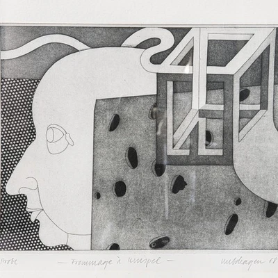 31 x 26,5 cm - Niels Unbehagen (1940-) Abstrakte Probe Radierung - sign. 1968 - Bild 1 von 3