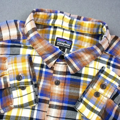 Camisa de franela de algodón orgánico Patagonia para hombre XL a cuadros con botones manga larga amarilla Foto 1 de 4