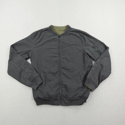 Vans Jacket Mens Medium Gray Green Reversible Bomber Coat Full Zip Up Skater - Image 1 of 4