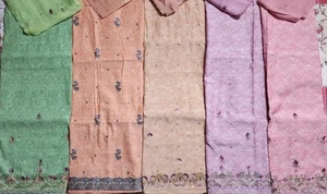 3 Peice 100% cotton Unstitched open fabric Salwar Kameez dupatta suit set  - Picture 1 of 7