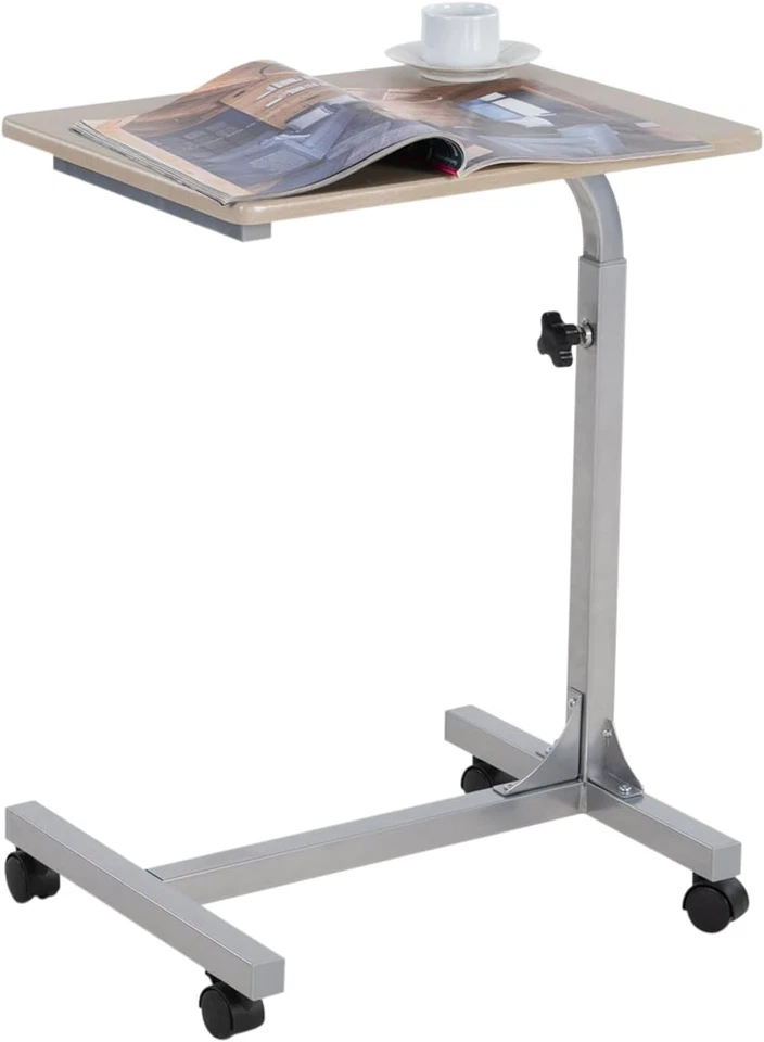 Tavolino Da Letto Con 4 Ruote Comodino Altezza Regolabile Tavolo Da Caffè Carrel - Immagine 1 di 4