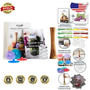Durable Mason Jar Fermentation Kit: Probiotic Foods, Airlock Lids Included - Picture 1 of 9