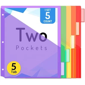 5 Divisori Conteggio con Tasche, 5 Divisori a Tab per Raccoglitore ad Anelli 3 con Tasche,... - Foto 1 di 6