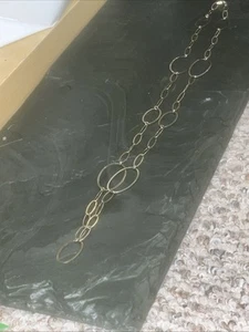 Karizia Spa KA 1772 Sterling Silver Necklace Italy Long 36” Hoop Chain Gold Wash - Picture 1 of 5