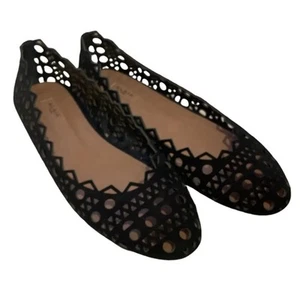 Neu mit Etikett Alaia schwarze Wildleder Wildleder Laser Cut Ballerinas EU39 - Bild 1 von 13