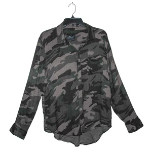 RAILS Women's Medium Hunter Forest Camo Button Front Shirt Woven Twill Rayon Top - Picture 1 of 11